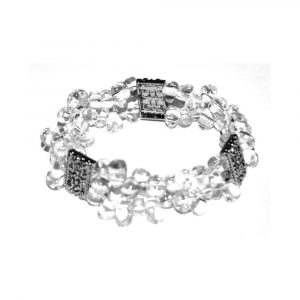 Kristall armband, elastiskt, silver