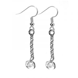 Örhänge kedja och kristall på krok, silver