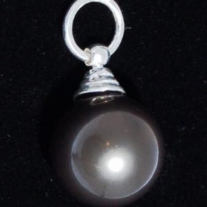 Pärla, grå, berlock, Äkta pärla, silver
