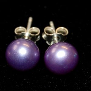 Pärlörhänge 6 mm, lila, silverstift