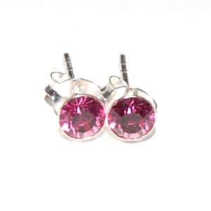 Rund kristall, rosa, silverstift
