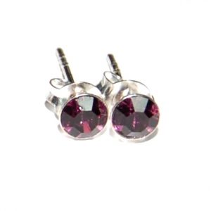 Rund kristall, lila, silverstift